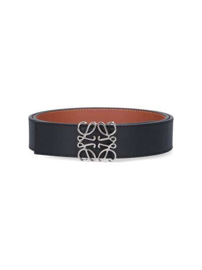 Shop Loewe 'anagram' Reversible Belt In Nero