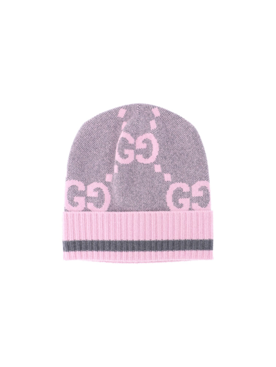 Shop Gucci 'gg' Cashmere Hat In Rosa