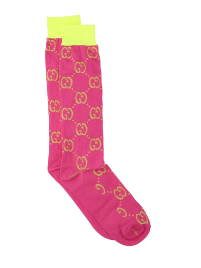 Shop Gucci 'gg' Socks In Pink