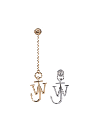 Shop Jw Anderson 'anchor Mismatched' Earrings In Argento