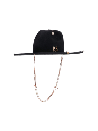 Shop Ruslan Baginskiy Fedora Hat With Chain In Nero