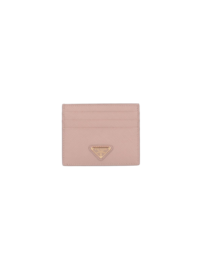 Shop Prada Saffiano Card Holder In Rosa