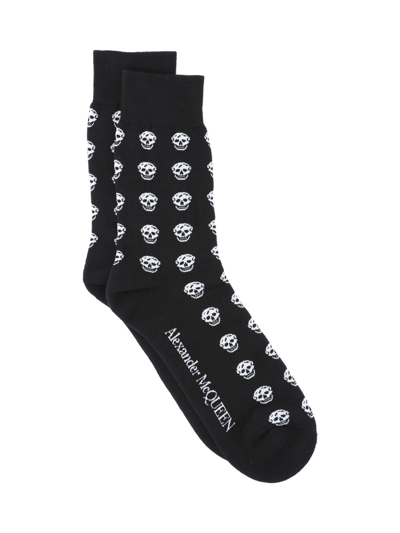 Shop Alexander Mcqueen 'skull' Socks In Nero