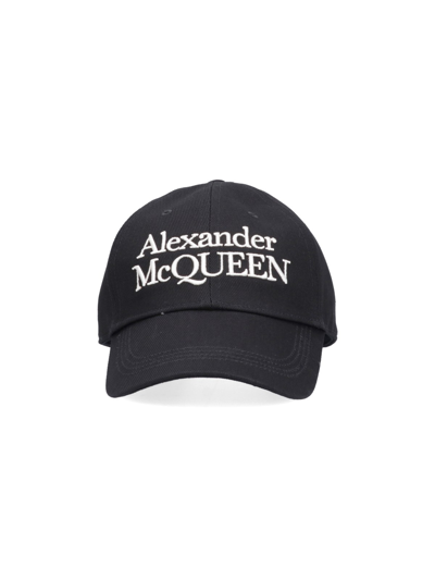 Shop Alexander Mcqueen Logo Baseball Hat In Nero