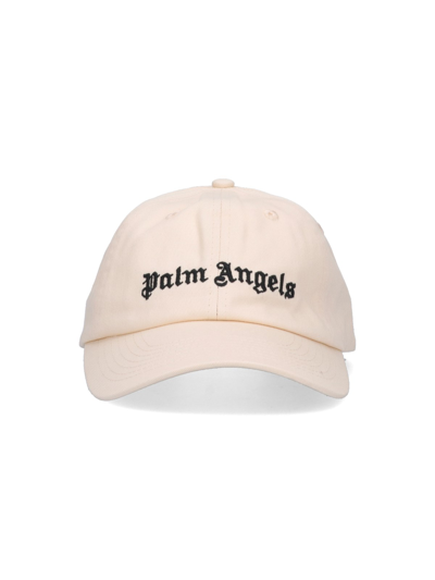 Shop Palm Angels Logo Baseball Cap In Crema
