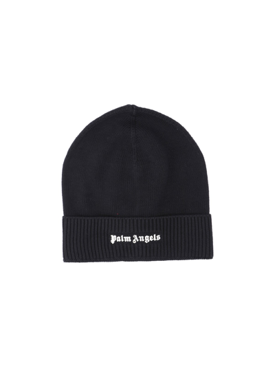 Shop Palm Angels Logo Beanie In Nero