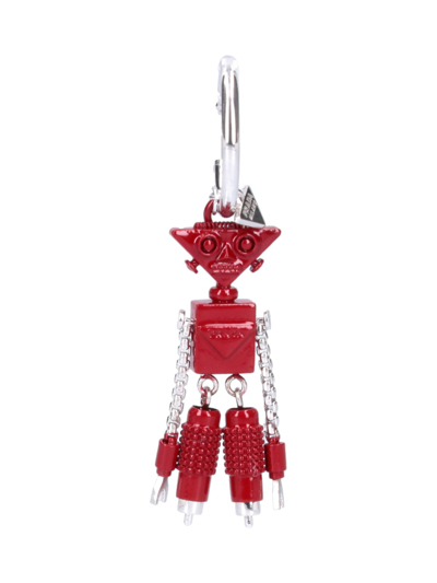 Shop Prada Robot Earring In Rosso