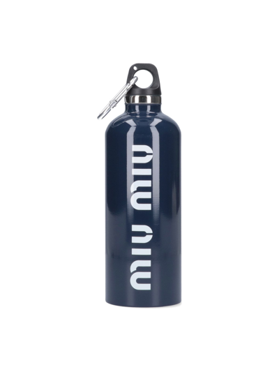 Shop Miu Miu Logo Water Bottle In Blu