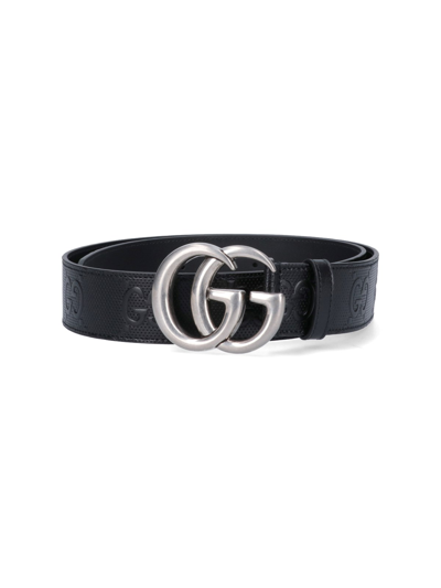 Shop Gucci 'gg Marmont' Belt In Nero