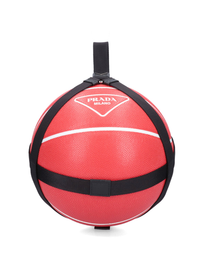 Shop Prada Logo Basketball In Rosso