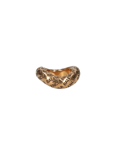 Shop Balenciaga Logo Ring In Oro