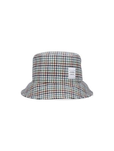 Thom Browne Houndstooth Name Tag Appliqué Bucket Hat In Multi