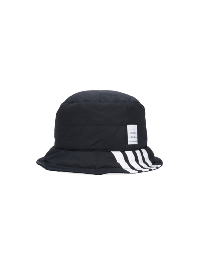 Shop Thom Browne '4-bar' Bucket Hat In Nero