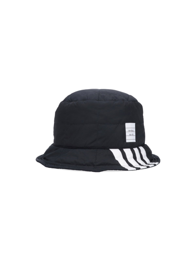 Thom Browne Black 4-bar Bucket Hat In Nero