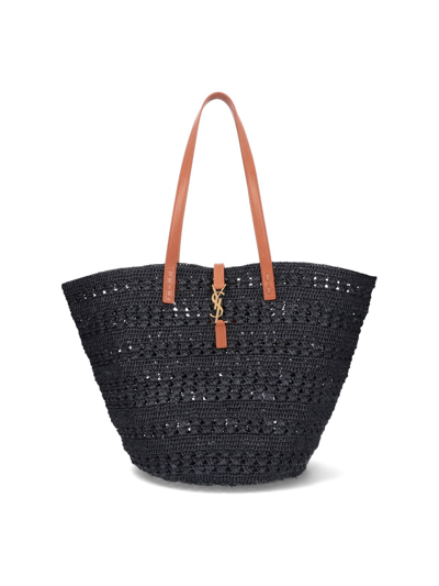 Shop Saint Laurent Medium 'panier' Bag In Nero