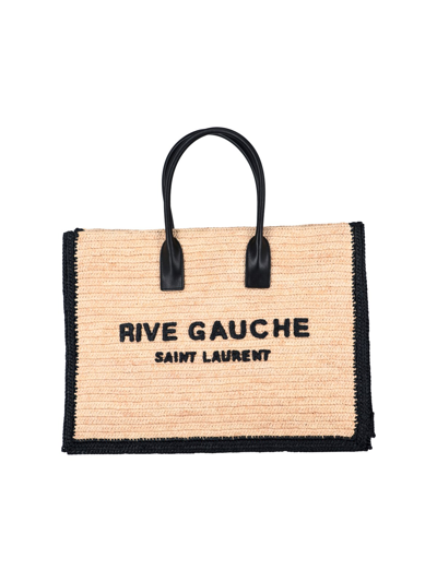 Shop Saint Laurent 'rive Gauche' Tote Bag In Beige