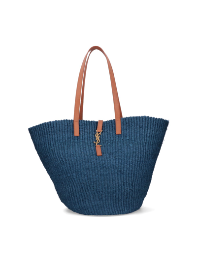 Shop Saint Laurent Panier Tote Bag In Blu