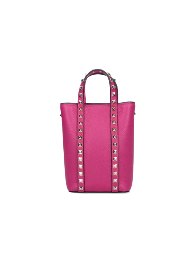 Shop Valentino 'rockstud' Tote Bag In Rosa