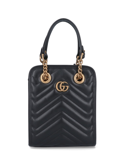 Shop Gucci 'gg Marmont' Mini Bag In Nero