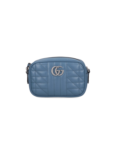 Shop Gucci 'gg Marmont' Mini Shoulder Bag In Blu