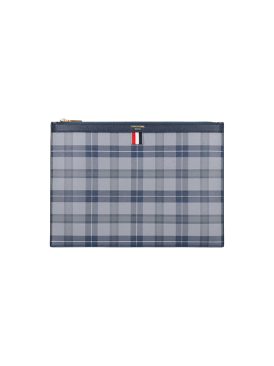 Shop Thom Browne Leather Pouch Bag In Grigio