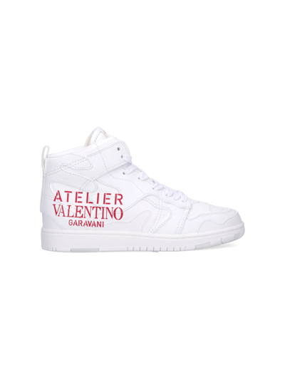 Shop Valentino "mid-top Atelier" Sneakers In Bianco