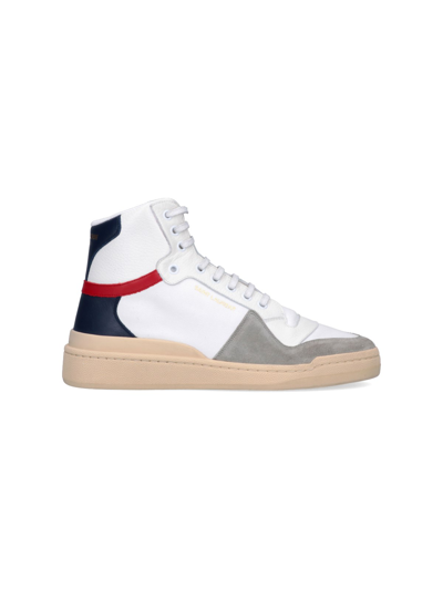 Saint Laurent Sl 24 Mid Top Sneakers In Bianco