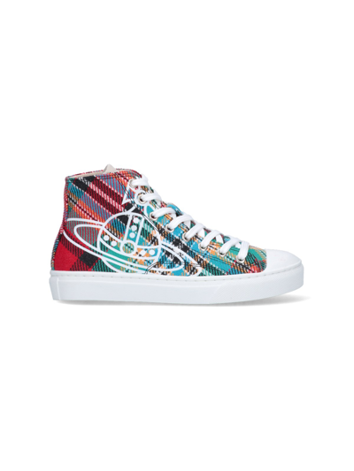 Shop Vivienne Westwood Tartan Pattern High Sneakers In Multi