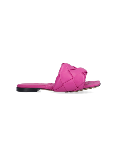 Shop Bottega Veneta 'lido' Slide Sandals In Rosa