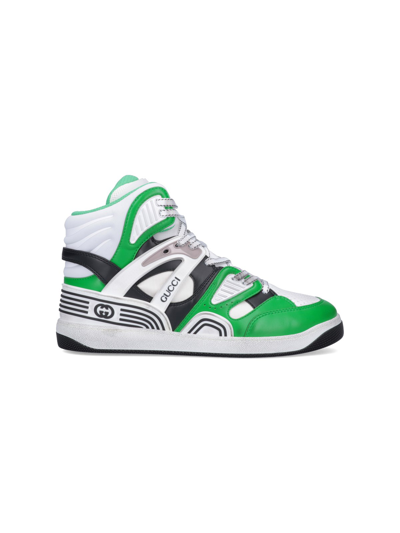 Shop Gucci 'basket' High Sneakers In Bianco