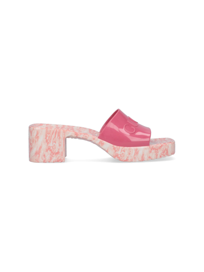 Shop Gucci Logo Slider Sandals In Rosa
