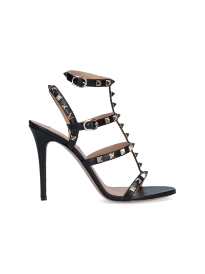 Shop Valentino 'rockstud' Sandals In Nero