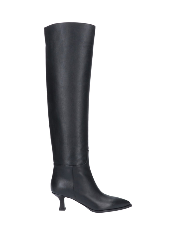 3juin logo-patch leather boots - Black