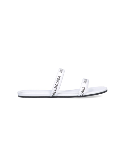 Shop Balenciaga 'round Flat' Sandals In Bianco