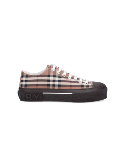 Shop Burberry Vintage Check Pattern Sneakers In Marrone