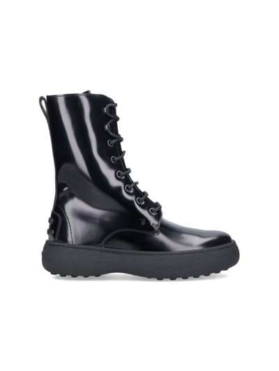 Shop Tod's 'w.g.' Lace-up Boots In Nero