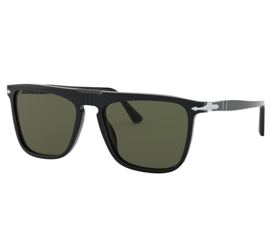 Shop Persol Polarized Green Browline Unisex Sunglasses Po3225s 95/58 56 In Black,green