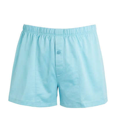Shop Hanro Cotton Sporty Boxer Shorts In Blue
