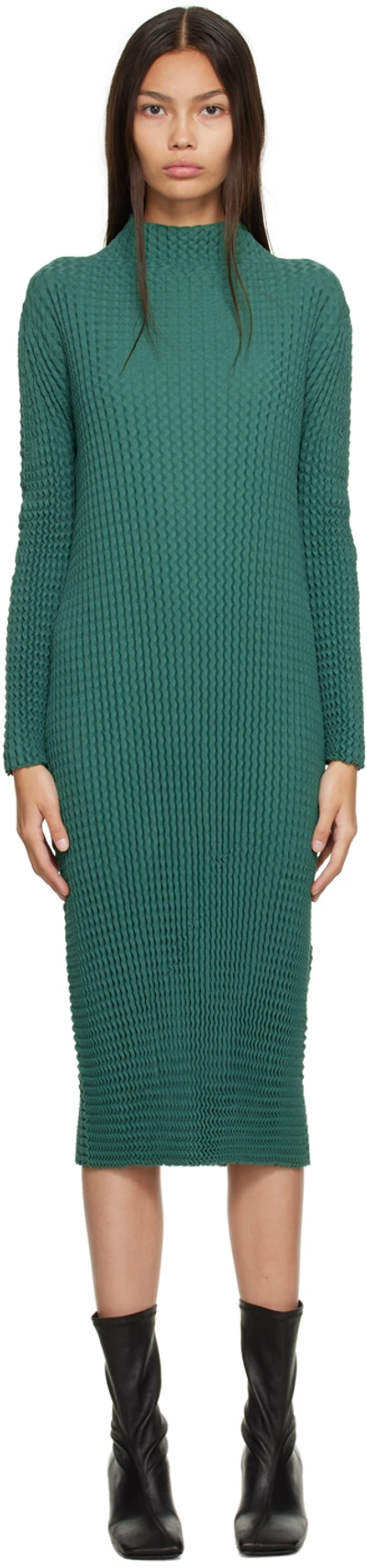 Shop Issey Miyake Green Spongy Midi Dress In 62 Green