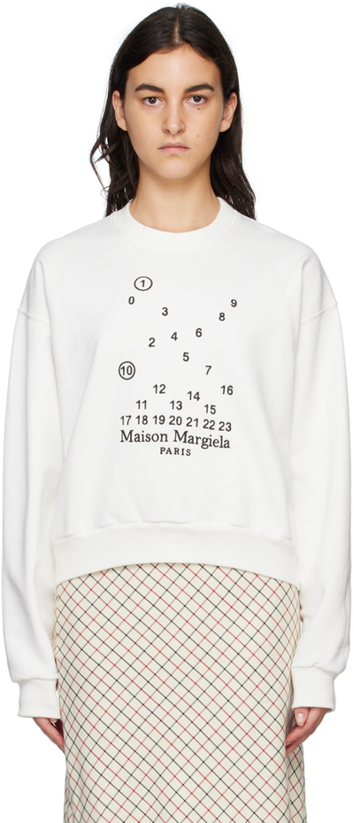 Shop Maison Margiela White Numbers Sweatshirt In 101 White