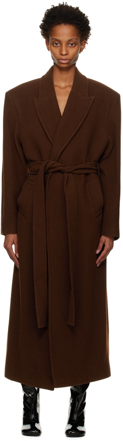 Shop Olenich Brown Belted Trench Coat In Cherry Brown