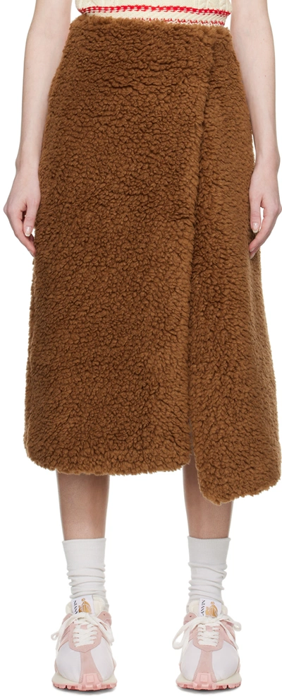 Shop Sunnei Brown Overlap Skirt In Chestnut
