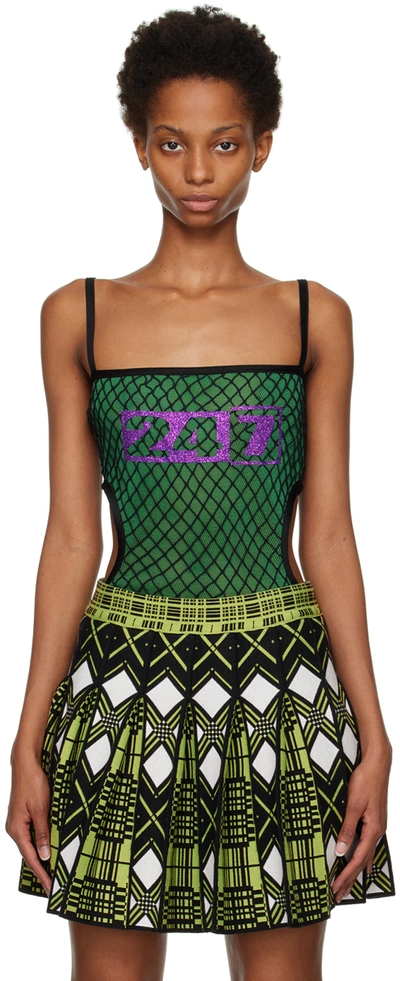 Shop Rave Review Green Space Bodysuit In Green Black Purple