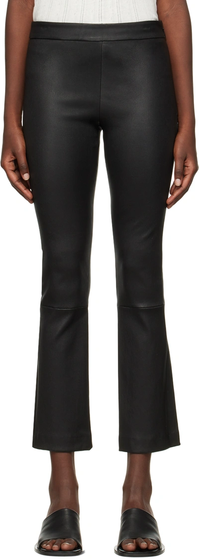 Shop Theory Black Slim Kick Leather Pants In Black - 001