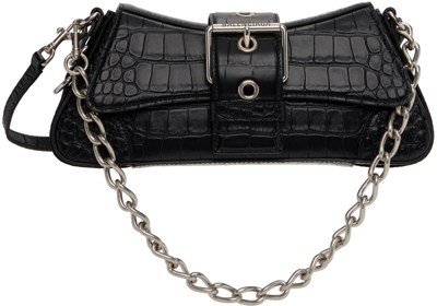 Balenciaga Lindsay Small Croc-effect Leather Shoulder Bag In 1000 Black