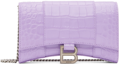 Shop Balenciaga Purple Hourglass Wallet Chain Bag In 5306 Lilac