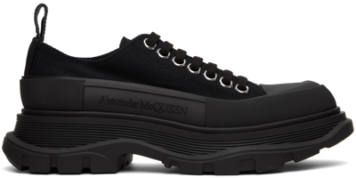 Shop Alexander Mcqueen Black Slick Sneakers In 1000 Black/black