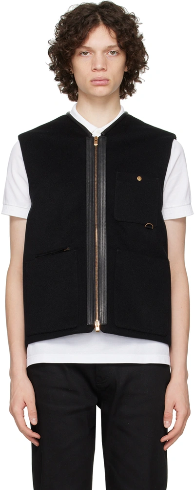 Shop Agnona Black Felted Vest In K09 Black