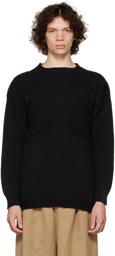 Shop Maison Margiela Black Cable Knit Sweater In 900f Black