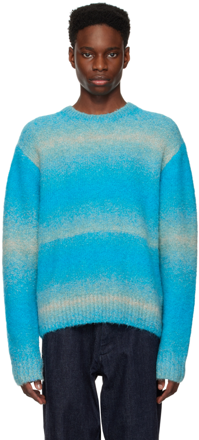 Shop Wooyoungmi Blue Striped Sweater In Blue 526l